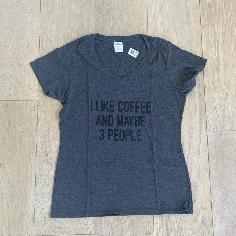 “I like Coffee..” V neck t shirt, size M